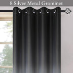 SimpleHome Ombre Room Darkening Curtains for Bedroom, Gradient Black to Gray White Light Blocking Thermal Insulated Grommet Window Curtains/Drapes for Living Room,2 Panels, 52x96 inches Length