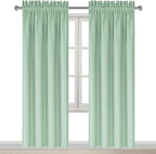 DWCN Blackout Curtains Room Darkening Thermal Insulated Bedroom Curtains Window Curtain Panels, 38 x 84 inches Long, Set of 2 Light Green Rod Pocket Drapes