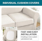 Turquoize 4 Piece Sofa Covers for 3 Cushion Couch Sofa Slipcover Soft Couch Cover for Dogs Washable Furniture Cover with 3 Individual Large Cushion Covers Feature Fabric (Large Sofa, Ivory)