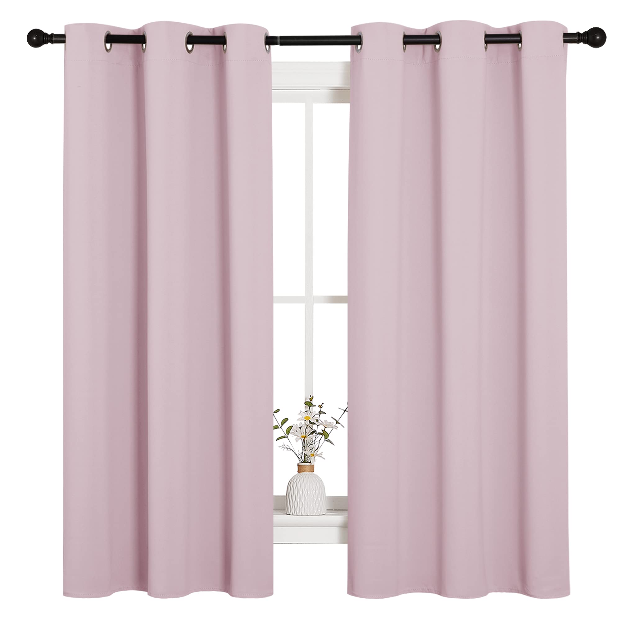 NICETOWN Grey Blackout Curtains for Bedroom 42" Wide x 63" Long 2 Panels