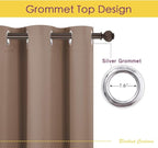 NICETOWN Blackout Window Curtains and Drapes for Kitchen, Window Treatment Thermal Insulated Solid Grommet Blackout Drapery Panels (Set of 2 Panels, 42 by 45 Inch, Cappuccino)
