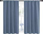 NICETOWN Blackout Curtains for Bedroom, Blackout Curtain Panels, Window Treatment Energy Saving Thermal Insulated Solid Rod Pocket Blackout Drapes/Draperies (Stone Blue, 1 Pair, 42 by 48-inch)