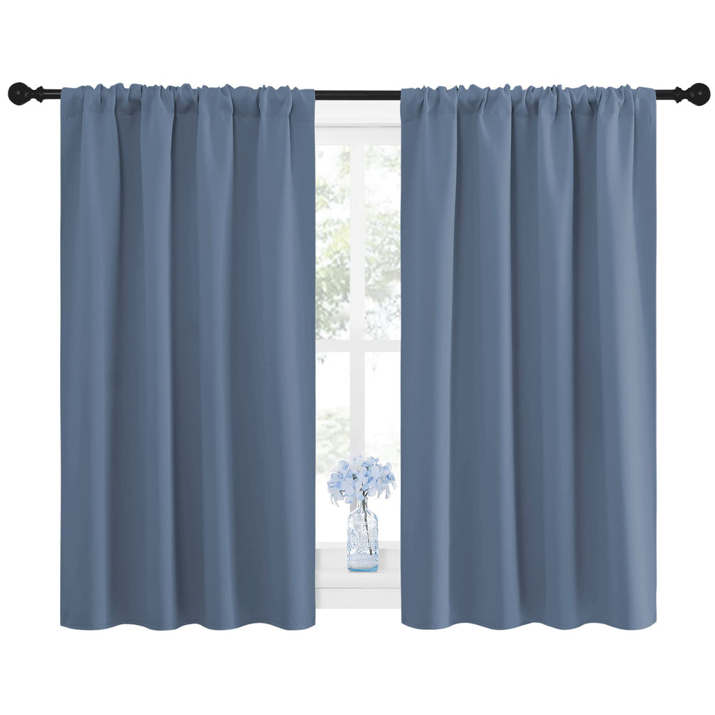 NICETOWN Blackout Curtains for Bedroom, Blackout Curtain Panels, Window Treatment Energy Saving Thermal Insulated Solid Rod Pocket Blackout Drapes/Draperies (Stone Blue, 1 Pair, 42 by 48-inch)
