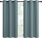NICETOWN Modern Blackout Curtains Noise Reducing, Thermal Insulated and Privacy Room Darkening Drape Panels for Boy's Guest Room Door Small Short Window (Greyish Blue, 2 Panels, W42 x L50 -Inch)