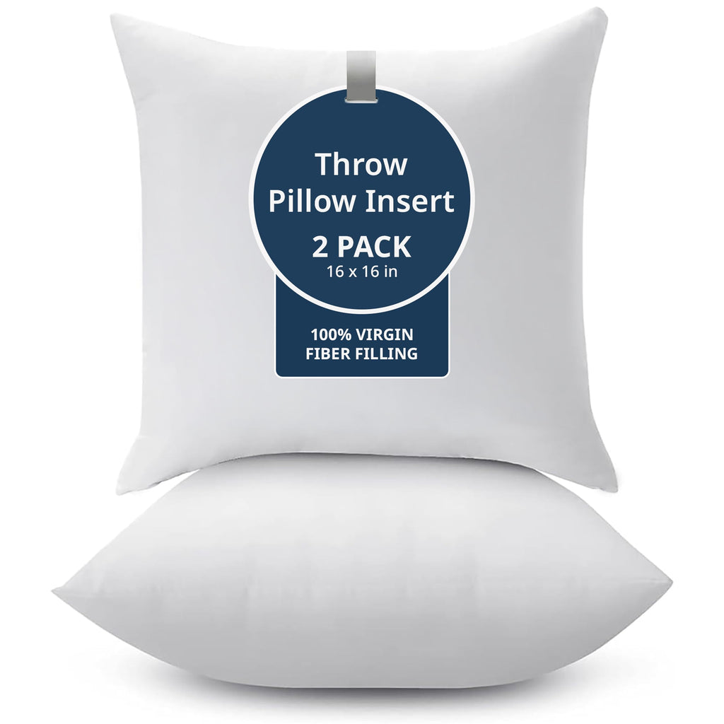 LANE LINEN Throw Pillow Insert - Pack of 2 16x16 Pillow Inserts for Decorative Pillow Covers, Throw Pillows Insert for Couch - White