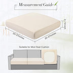 Newwiee Set of 4 Stretch Patio Cushion Covers Sofa Couch Seat Chair Slipcovers Cushion Cover Replacement Furniture Protector for Pets Washable(Beige,Seat Cover,Solid)
