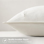 MIULEE Decorative Linen Euro Sham Pillow Covers 26x26 Cream White