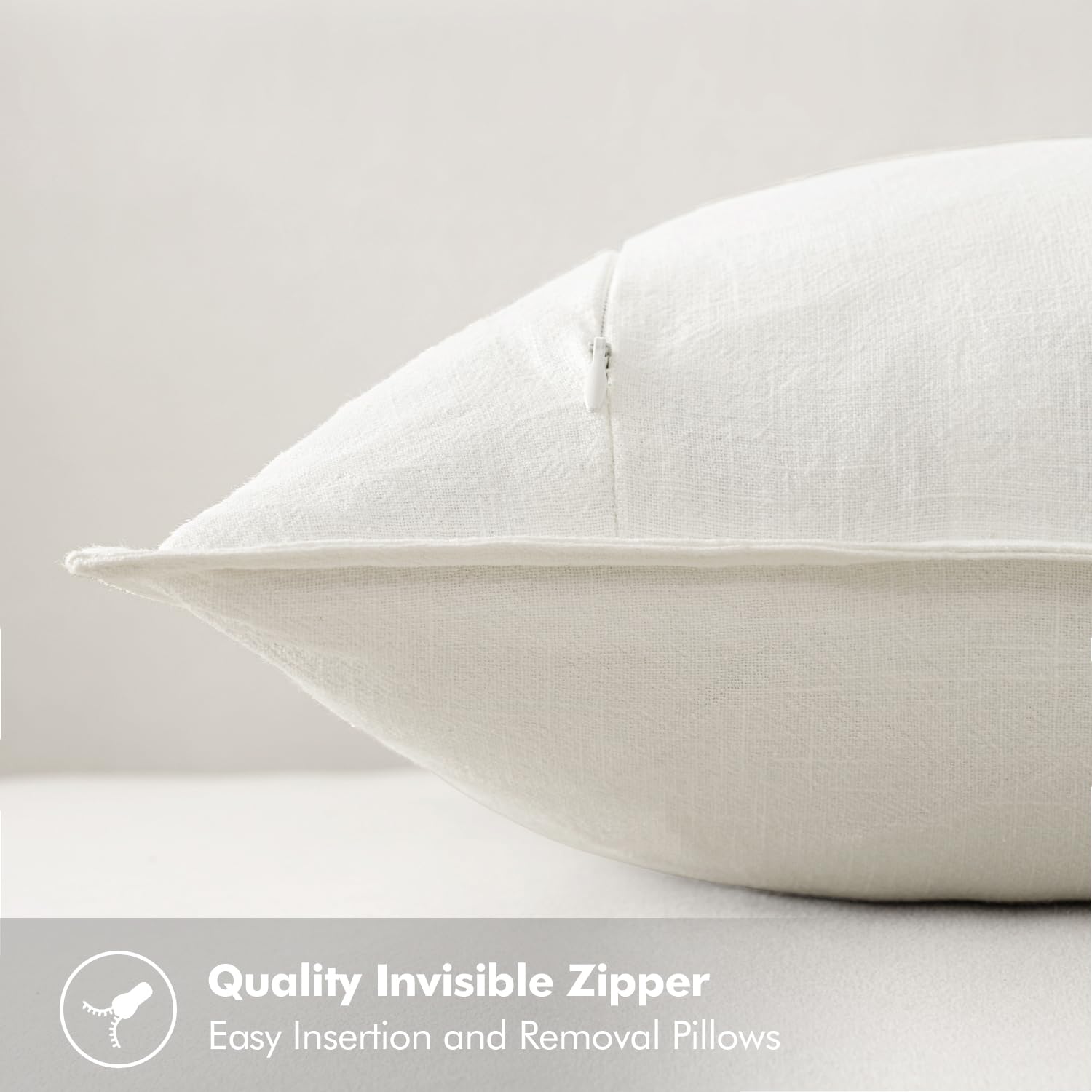MIULEE Decorative Linen Euro Sham Pillow Covers 26x26 Cream White