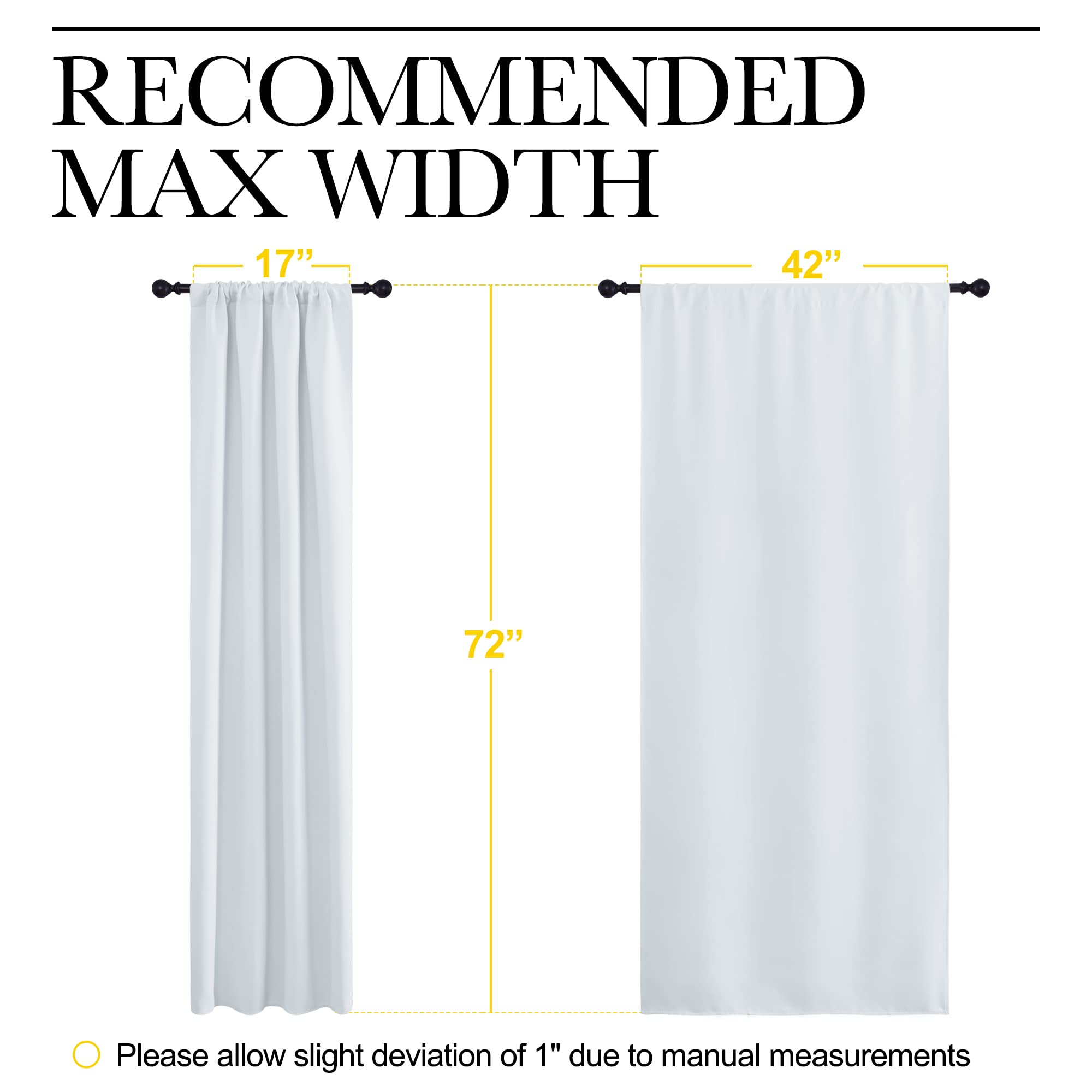 NICETOWN Kitchen Room Darkening Curtains - Window Treatment Thermal Insulated Rod Pocket Room Darkening Curtains/Drapes for Bedroom (2 Panels, 42 by 72, Greyish White)