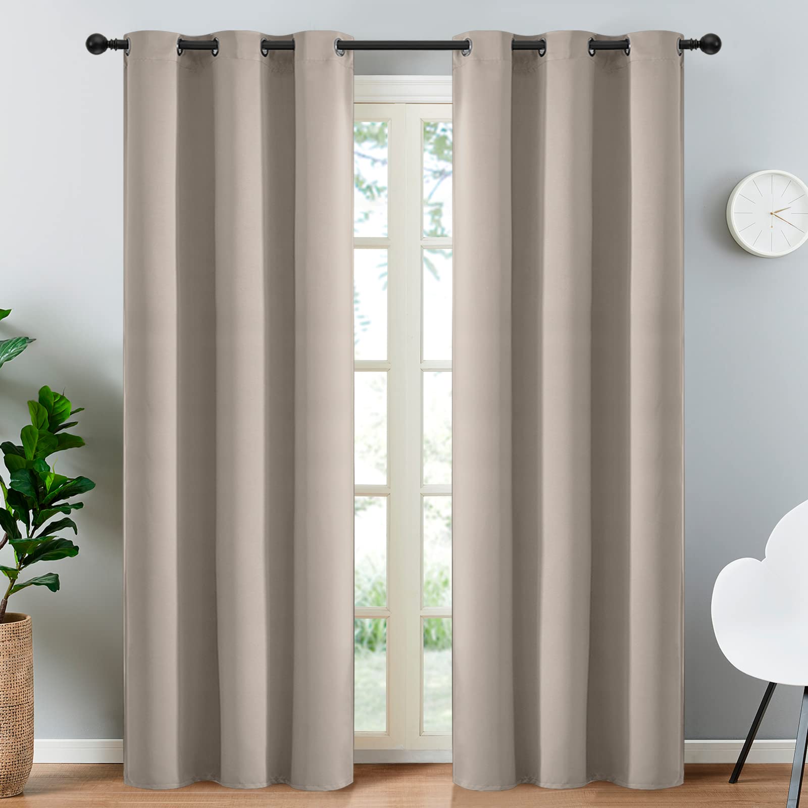 Yakamok Blackout Curtains 38x84 inch Natural Thermal Drapes-Bedroom