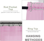 OWENIE Pink Sheer Curtains 72 Inches Long 2 Panels Set, Transparent Voile Sheer Curtain for Living Room Bedroom Window Sliding Glass Door Treatment, 59 x 72 Inch, Pink
