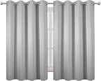 LEMOMO Blackout Curtains 66 x 54 Inch Long Light Grey Curtains Set of 2 Panels Room Darkening Curtains for Bedroom and Living Room