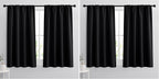RYB HOME Bedroom Blackout Curtains - Black Curtains Solar Light Block Insulated Drapes Energy Saving for Bedroom Dining Living Room, 42 x 45 inches Long, Black, Set of 2 (Pack of 2)
