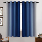 Yakamok Greyish White and Royal Blue Ombre Curtains,Light Blocking Curtains,Room Darkening Grommet Window Drapes for Bedroom(Royal Blue,52x63 Inch,2 Panels)