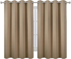 LEMOMO Natural Thermal Blackout Curtains/52 x 54 Inch/Set of 2 Panels Room Darkening Curtains for Bedroom