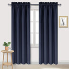 DWCN Blackout Curtains Room Darkening Thermal Insulated Bedroom Curtains Window Curtain Panels, 38 x 84 inches Long, Set of 2 Navy Rod Pocket Drapes