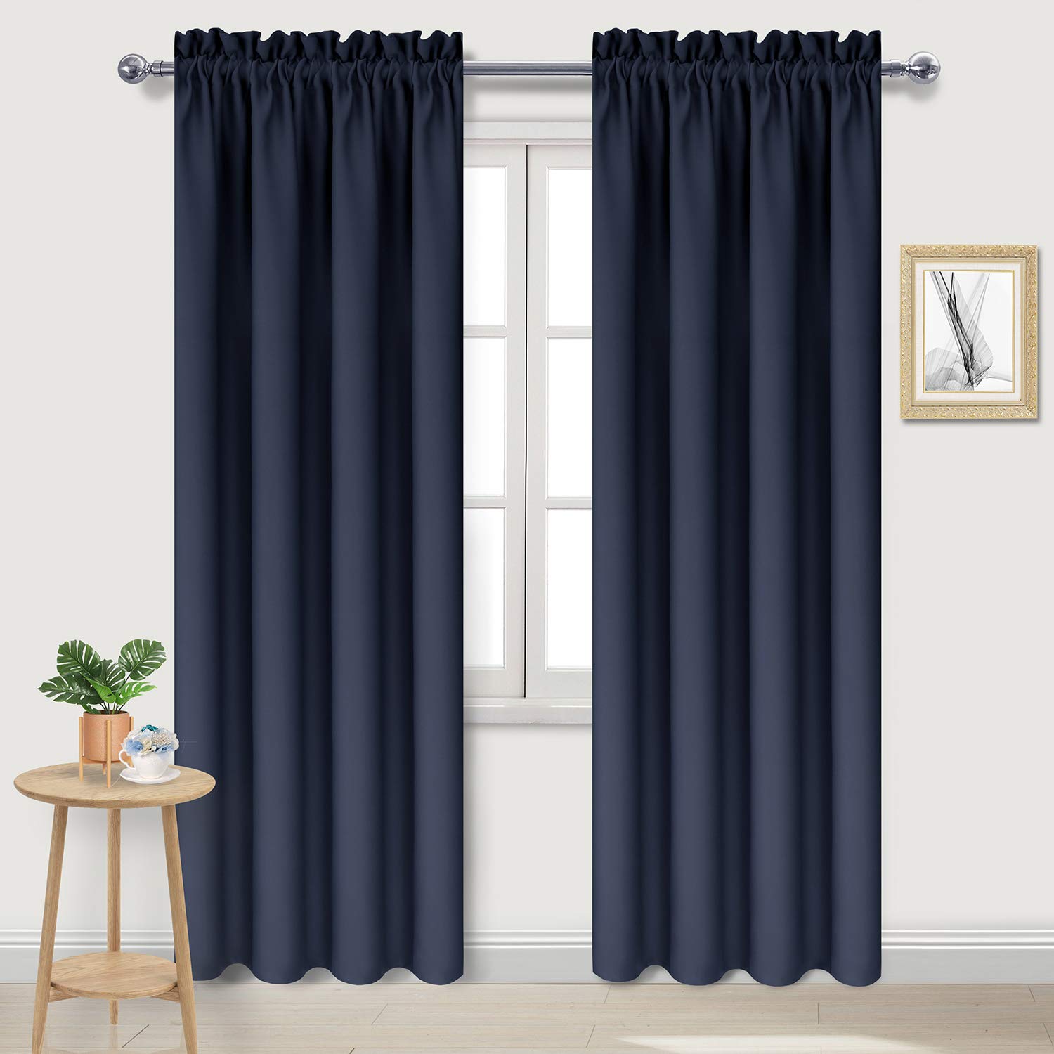 DWCN Blackout Curtains for Bedroom Living Room 38 x 84 Inch Long Navy