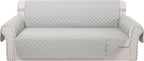 Reversible 4 Seater Sofa Cover 91 Inch Large Couch Cover Furniture Protector(Sofa XX-Large,Light Grey/Light Grey)