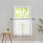 YJ YANJUN Vintage Lace Curtains 36 inch Length Country White Cafe Kitchen Sheer Short Curtain Panels for Bathroom - 2 Panels 26 x 36 Inch Light Filtering