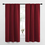NICETOWN Christmas Burgundy Curtains Blackout Drape Panels - Lights Block Out Window Treatment Short Curtain Sets for Loft and Basement Decoration (Set of 2, 34 by 63-Inch)