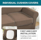 Turquoize 4 Piece Sofa Covers for 3 Cushion Couch Sofa Slipcover Soft Couch Cover for Dogs Washable Furniture Cover with 3 Individual Large Cushion Covers Feature Fabric (Large Sofa, Macchiato)