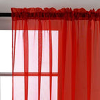 SpaceDresser Basic Rod Pocket Sheer Voile Window Curtain Panels Red 1 Pair 2 Panels 52 Width 36 Inch Long for Kitchen Bedroom Children Living Room Yard（Red, 52W x 36L）