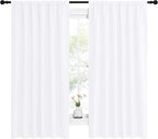 NICETOWN White Curtains, 50% Light Blocking Curtain Panels for Bedroom, Home Decoration Easy-Care Solid Rod Pocket Draperies/Drapes, Window Covering for Kitchen (2 Panels, 62 by 63, White)