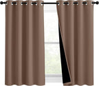 NICETOWN Bedroom Full Blackout Curtain Panels, Super Thick Insulated Window Covers, Keeping Out Cold Air and Heat 100% Blackout Blinds with Black Liner (Cappuccino, Set of 2, 46 by 54-inch)