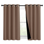NICETOWN Bedroom Full Blackout Curtain Panels, Super Thick Insulated Window Covers, Keeping Out Cold Air and Heat 100% Blackout Blinds with Black Liner (Cappuccino, Set of 2, 46 by 54-inch)