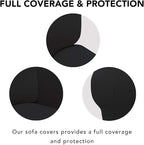 PureFit Super Stretch 4 Seater Sofa Slipcover – Spandex Non Slip Soft Couch Sofa Cover, Washable Furniture Protector with Non Skid Foam and Elastic Bottom for Kids, Pets （XX Large, Black）