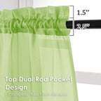 OVZME Sheer Curtains 63 inch Length 2 Panels Set for Bedroom Living Room, Soft Airy Elegant Light Filtering Sheer Curtains, Dual Rod Pocket Window Drapes, Each 42W x 63L Inches, Lime