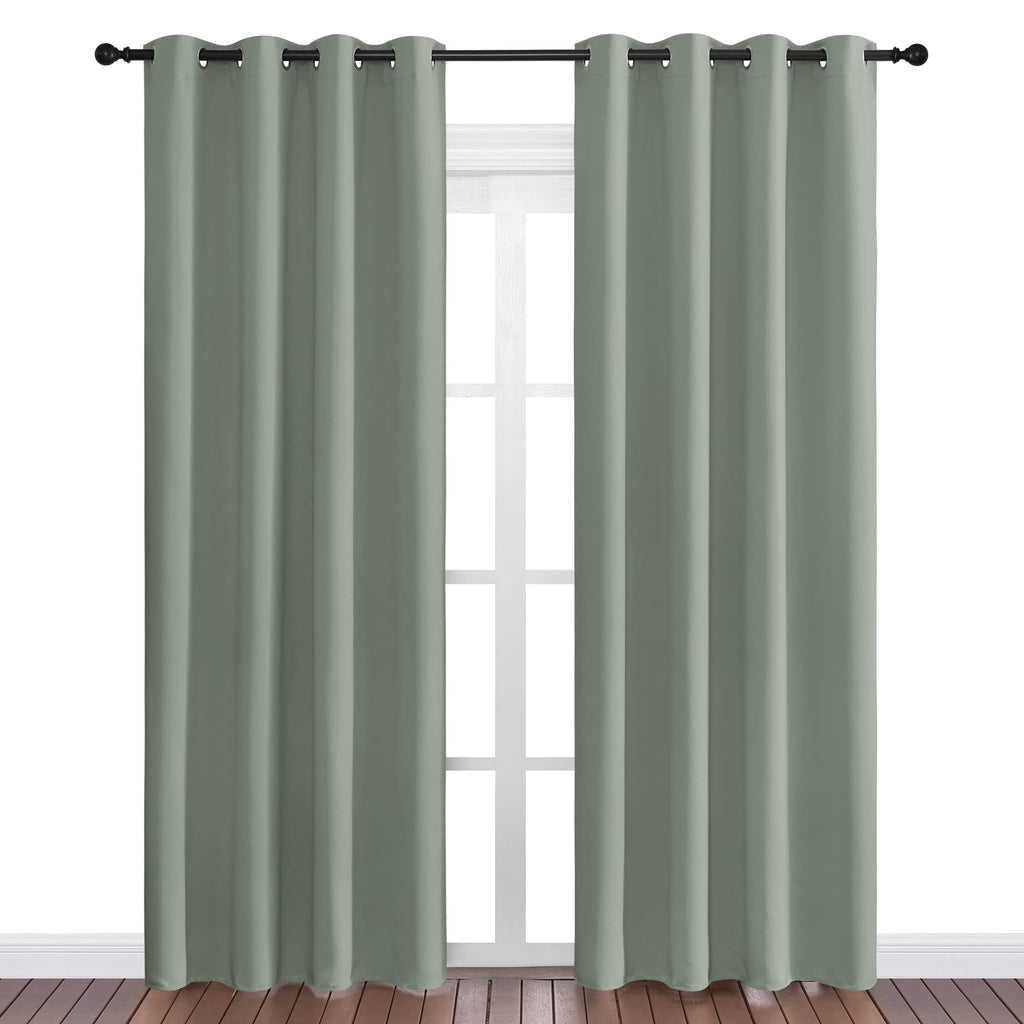 NICETOWN Sage Green Blackout Curtains 86" Long for Office, Dining Room, Guest Room, Sound Reducing Heat and Cold Block Curtain Panels for Modern Room Decorative (55" Wide, 2 Pieces)