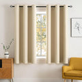 MIULEE Cream Beige Blackout Bedroom Curtains 63 Inch Long Light Blocking