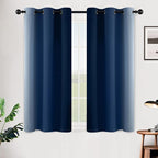 SimpleHome Ombre Room Darkening Curtains 45 inches Length for Bedroom,Grommet Gradient Light Blocking Blue Gradient Window Curtains for Living Room,2 Panels, 42x45 inches
