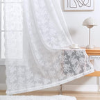 YJ YANJUN Vintage Lace Curtains 72 Inches Long- Victorian Floral Pattern White Sheer Curtain Panels for Patio Door Living Room Bedroom,Light Filtering, French Country Drapes 2 Panels 52W x 72L