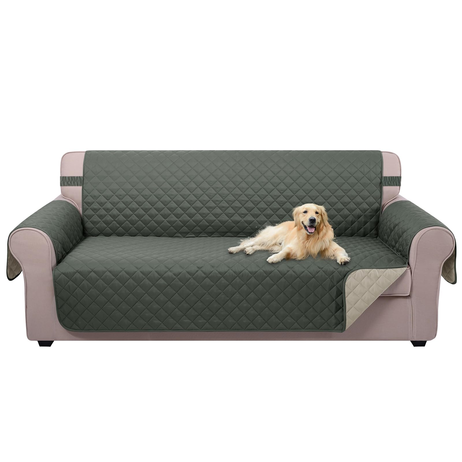 U-NICE HOME Large Sofa Cover Reversible Couch Cover for Dogs, Grey/Beige
