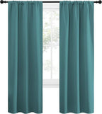 NICETOWN Blackout Curtains for Living Curtains, Three Pass Microfiber Noise Reducing Thermal Insulated Solid Rod Pocket Blackout Window Curtains for Kids Room (Sea Teal, 2 Panels, 34-inch x 72-inch)