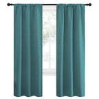 NICETOWN Blackout Curtains for Living Curtains, Three Pass Microfiber Noise Reducing Thermal Insulated Solid Rod Pocket Blackout Window Curtains for Kids Room (Sea Teal, 2 Panels, 34-inch x 72-inch)