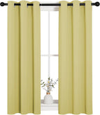 NICETOWN Window Curtain Panels, Thermal Insulated Solid Grommet Blackout Draperies/Drapes for Basement (Paler Yellow, 1 Pair, 29 by 45-inch)