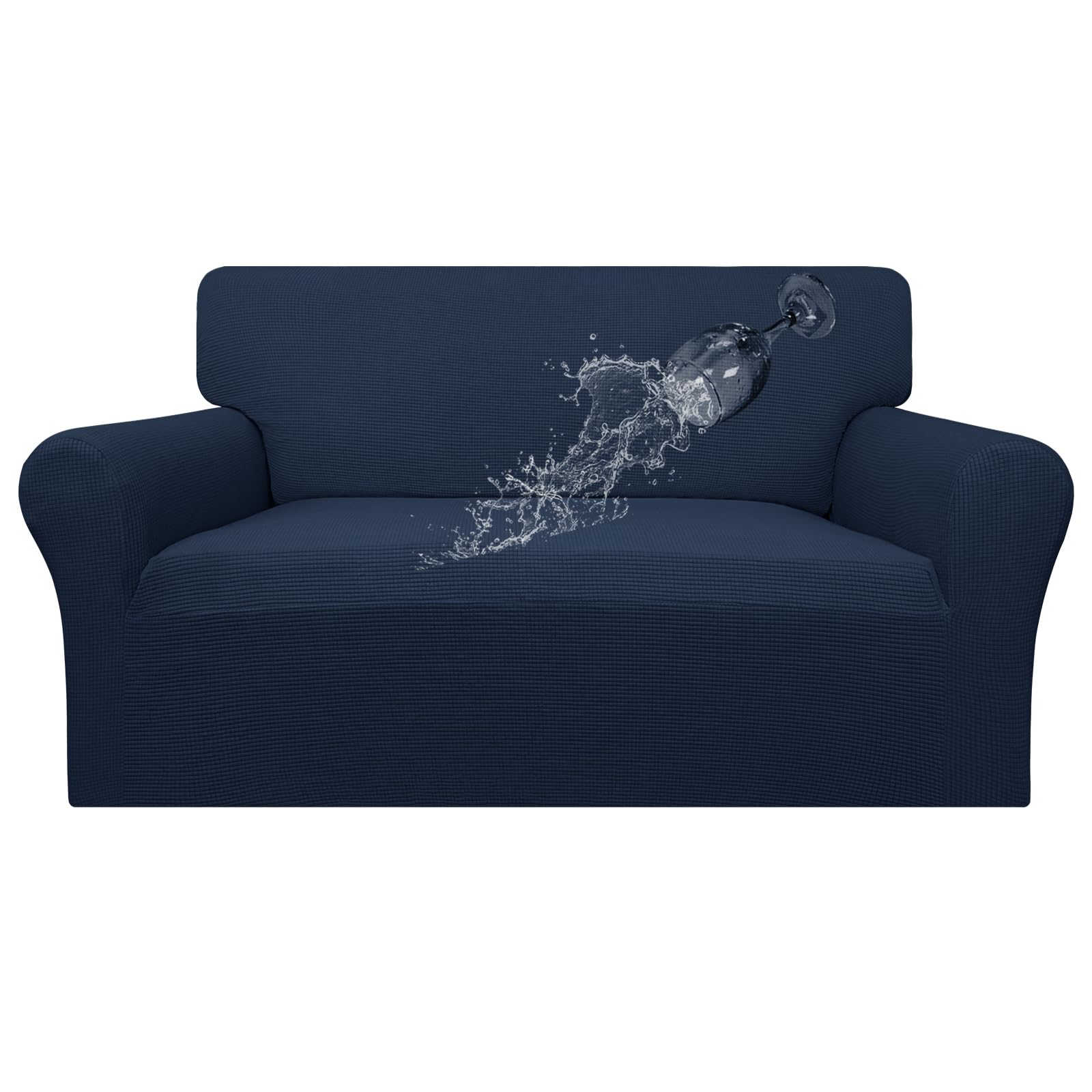 Easy-Going 100% Waterproof Loveseat Couch Cover, Dual Waterproof Sofa Cover, Stretch Jacquard Sofa Slipcover, Leakproof Furniture Protector for Kids, Pets, Dog and Cat (Loveseat, Dark Blue)