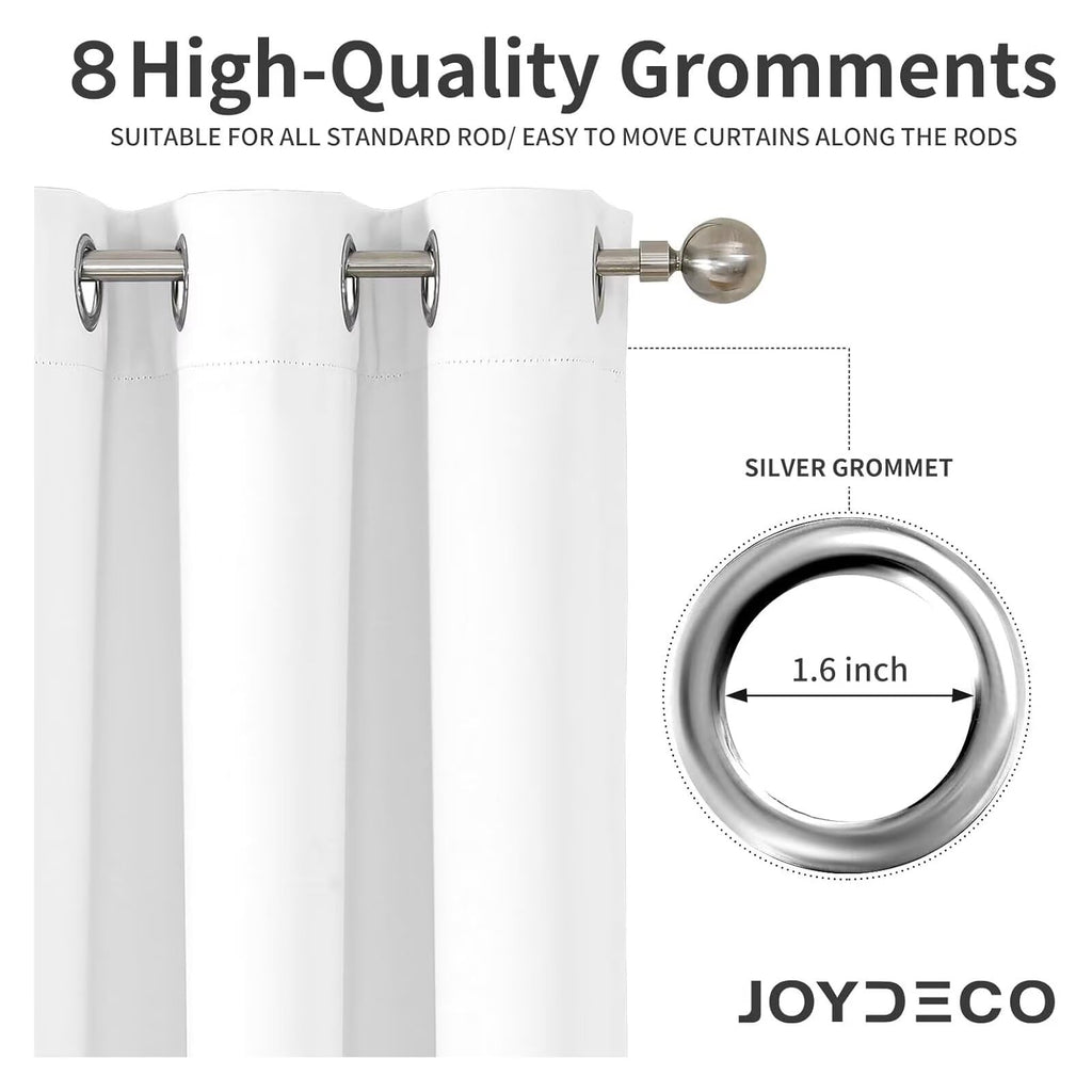 Joydeco Curtains 84 Inches Long 2 Panels Set, Thermal Insulated Long Curtains& Drapes 2 Burg, Room Darkening Drapes for Bedroom Living Room Window (Pure White, W52 x L84 Inch)