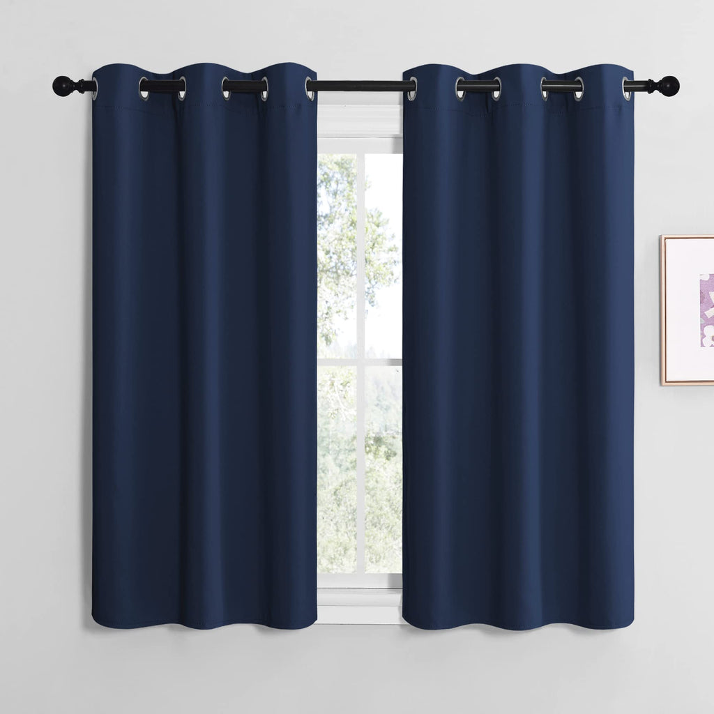 NICETOWN Bedroom Curtains Blackout Drapery Panels, Three Pass Microfiber Thermal Insulated Solid Ring Top Blackout Window Curtains/Drapes (Two Panels, 42 x 50 inches, Gray)