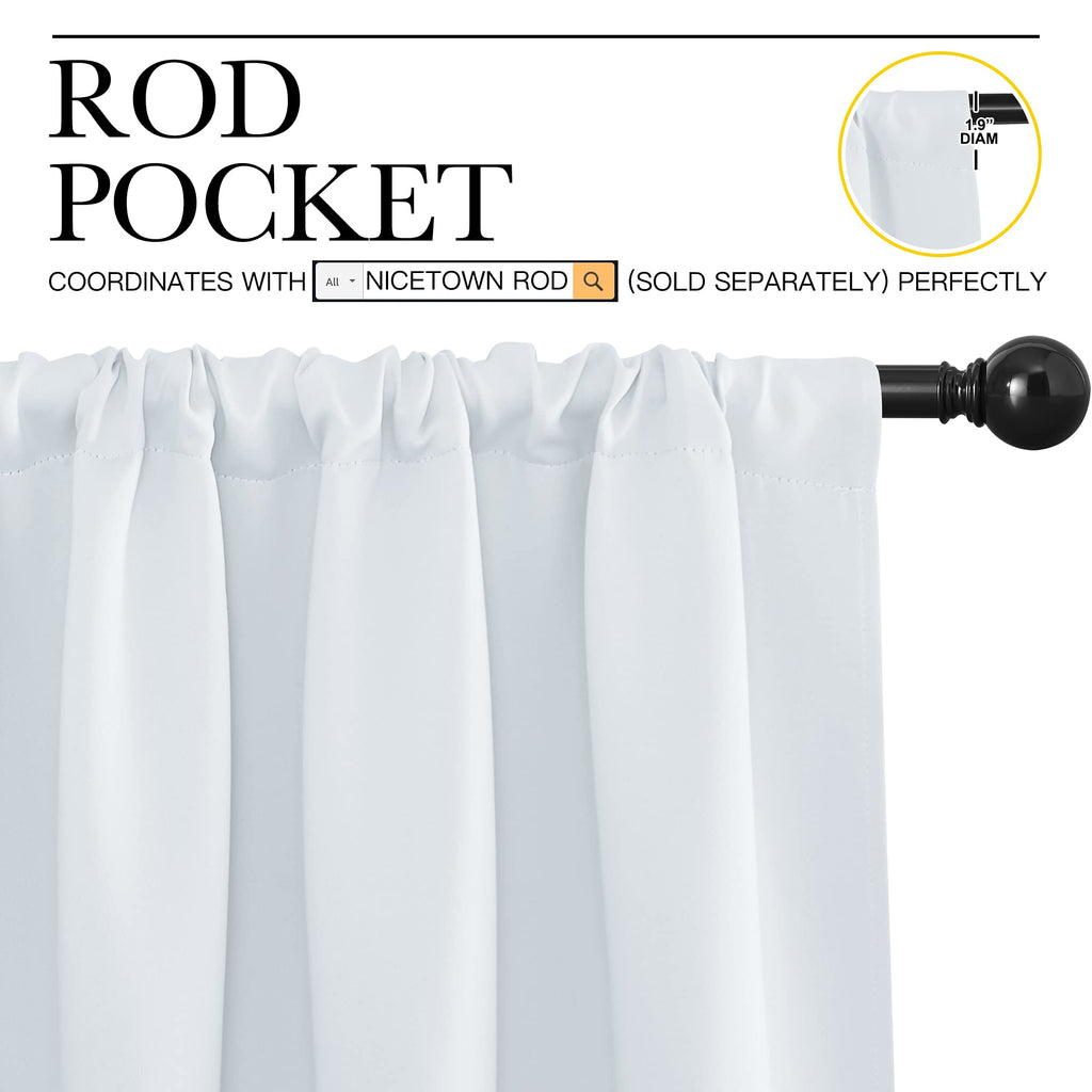 NICETOWN Kitchen Room Darkening Curtains - Window Treatment Thermal Insulated Rod Pocket Room Darkening Curtains/Drapes for Bedroom (2 Panels, 42 by 72, Greyish White)