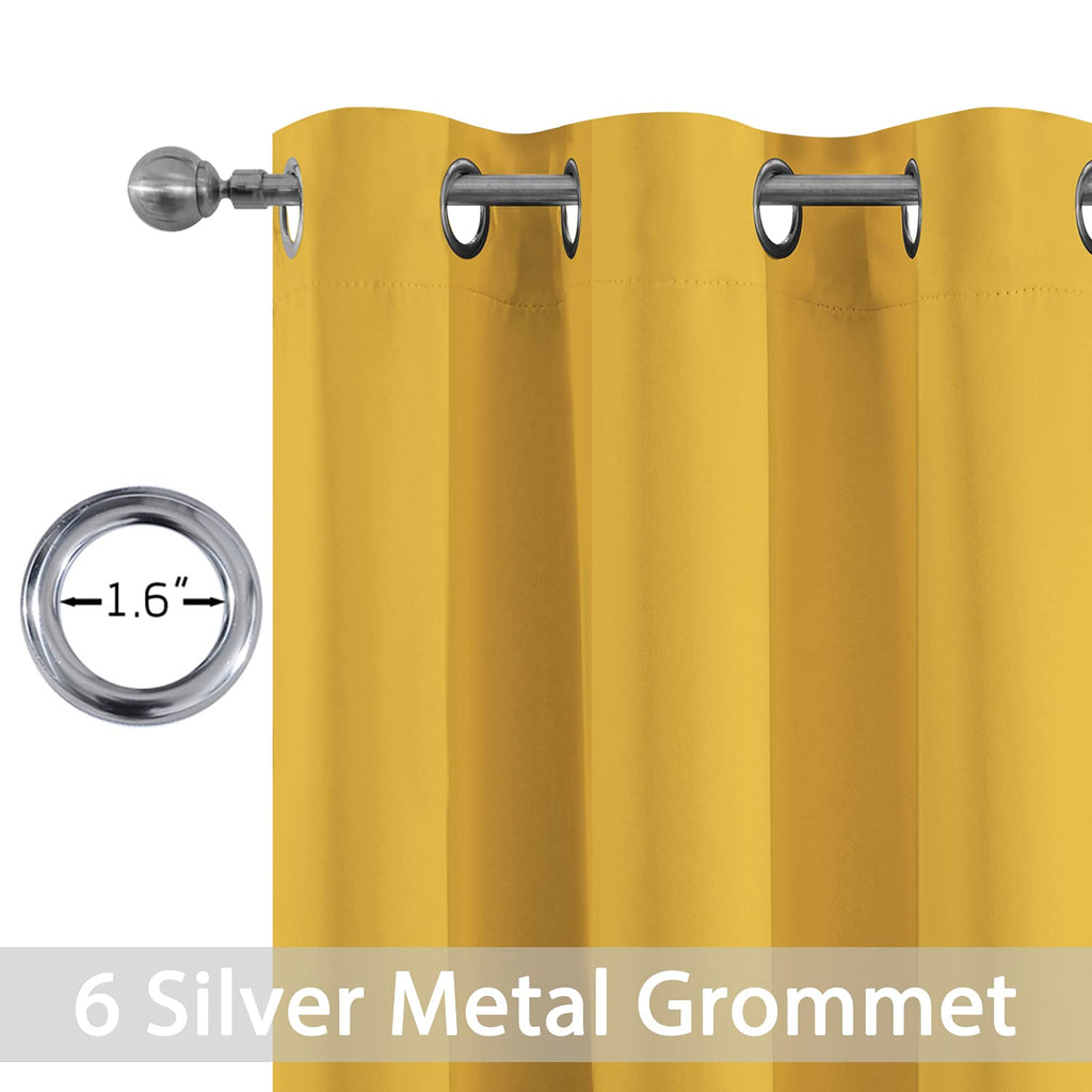 Yakamok Blackout Curtains 38x54 inch Mustard Yellow Thermal Drapes-Bedroom