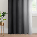 Yakamok Room Darkening Ombre Curtains 96 Inch Length, Black and Greyish White Thermal Insulated Gradient Color Curtains,Light Blocking Grommet Window Drapes for Bedroom,62 Inch Width,2 Panels