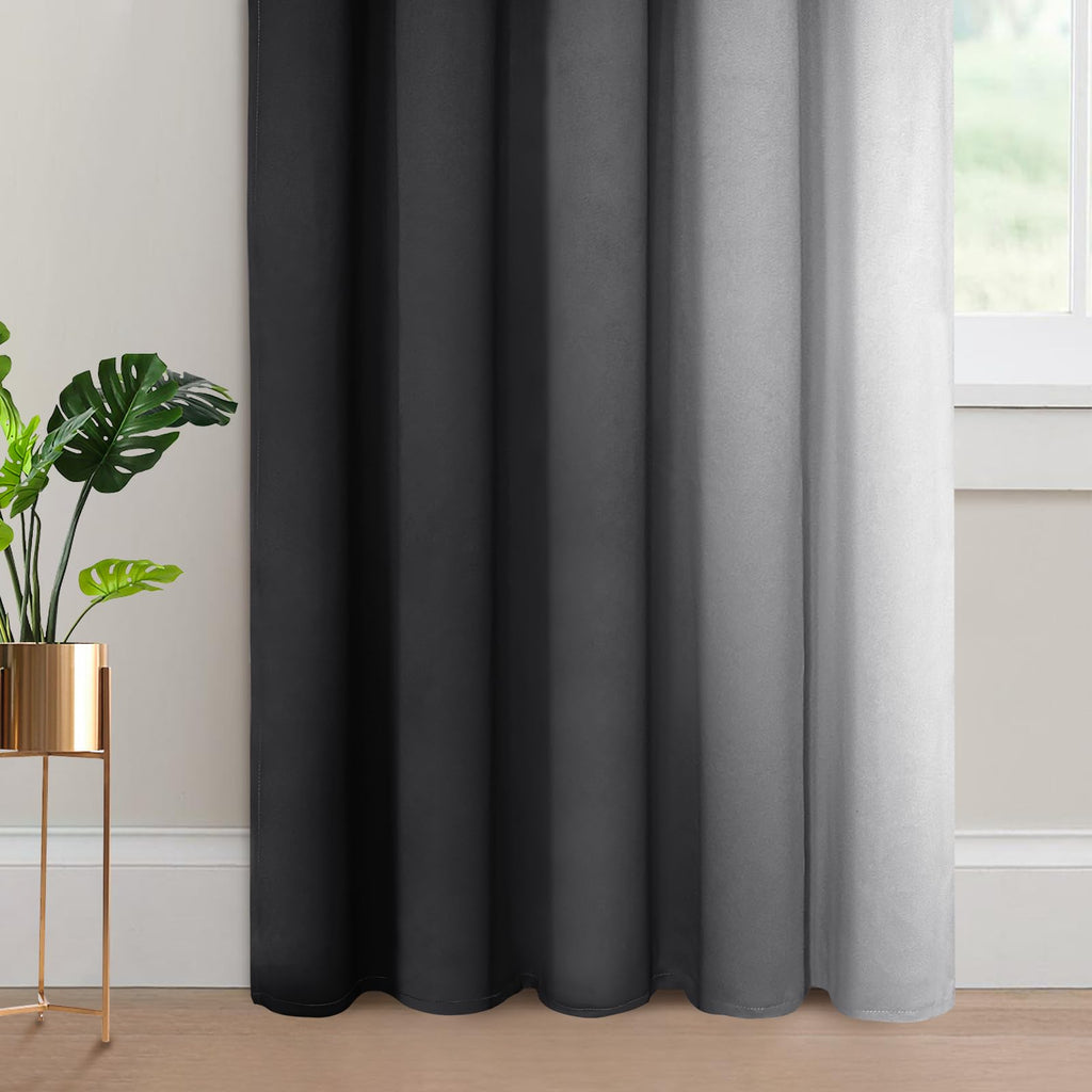 Yakamok Ombre Curtains Black and Greyish White for Living Room,62Wx96L