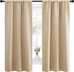 NICETOWN Blackout Room Darkening Curtains - Home Decoration Light & Noise Reducing Thermal Insulated Window Draperies with Rod Pocket Top (Biscotti Beige, 2 Panels, 34 inches Wide x 63 inches Long)