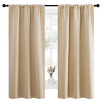 NICETOWN Blackout Room Darkening Curtains - Home Decoration Light & Noise Reducing Thermal Insulated Window Draperies with Rod Pocket Top (Biscotti Beige, 2 Panels, 34 inches Wide x 63 inches Long)