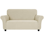 ZNSAYOTX Super Stretch Loveseat Covers (57"-70"), New Striped Love Seat Slipcover, Dogs Pet Friendly Anti-Slip Couch Protector Spandex Durable 2 Seater Fabric Sofa Cover (Khaki, Loveseat)