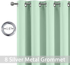 Yakamok Green Curtains 84 Inches Length Blackout Curtain for Bedroom-Light Sage Green Room Darkening Thermal Insulated Grommet Drapes Panels for Living Room, 52W x 84L, Light Sage, 2 Panels